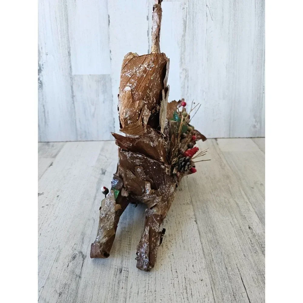 Leaf reindeer deer Xmas decor cabin rustic large as is